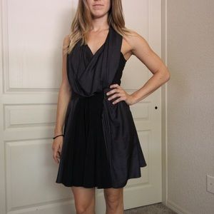 All Saints Asymmetrical Draped Black Dress